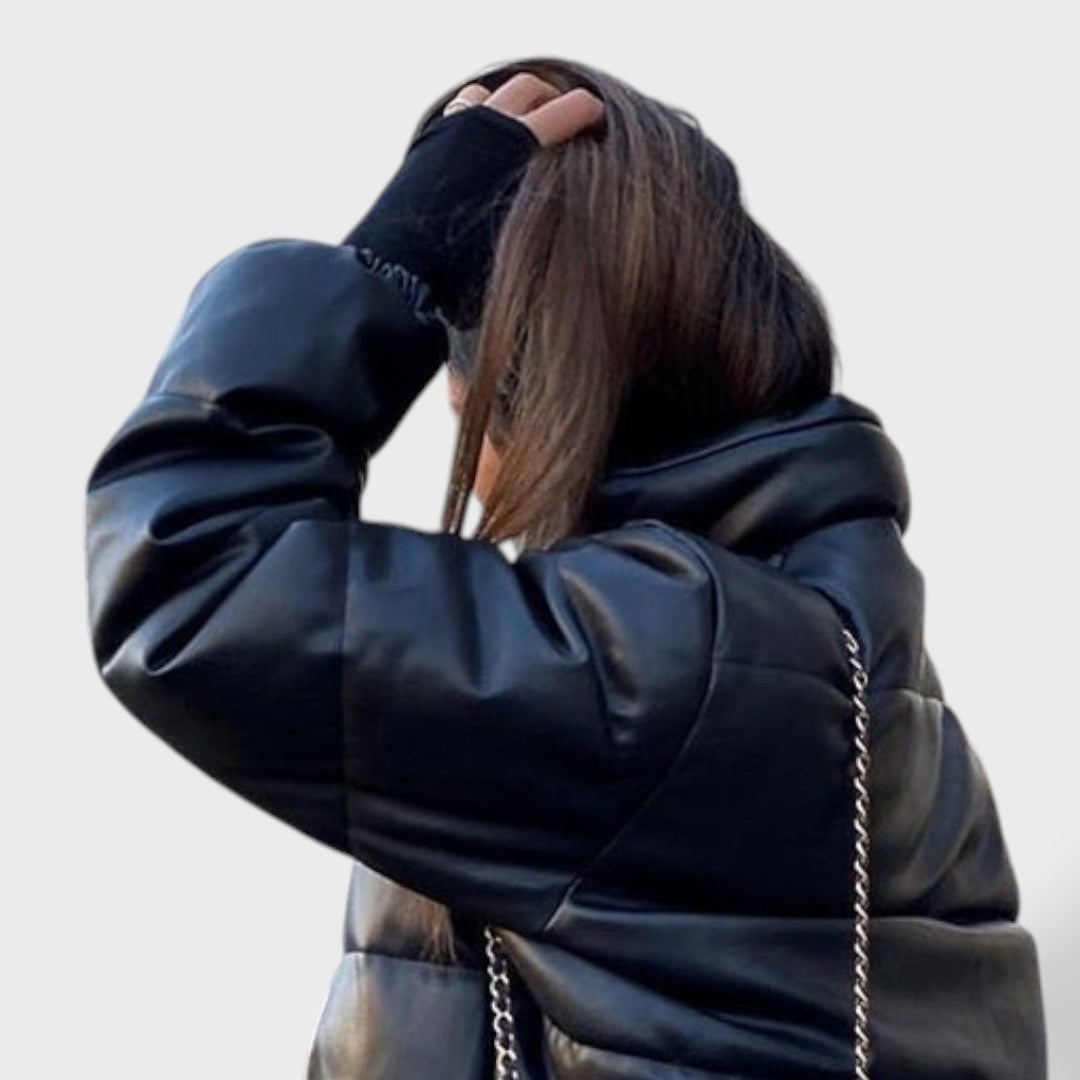 Perla | Piumino Corto in Ecopelle Donna Collo Alto