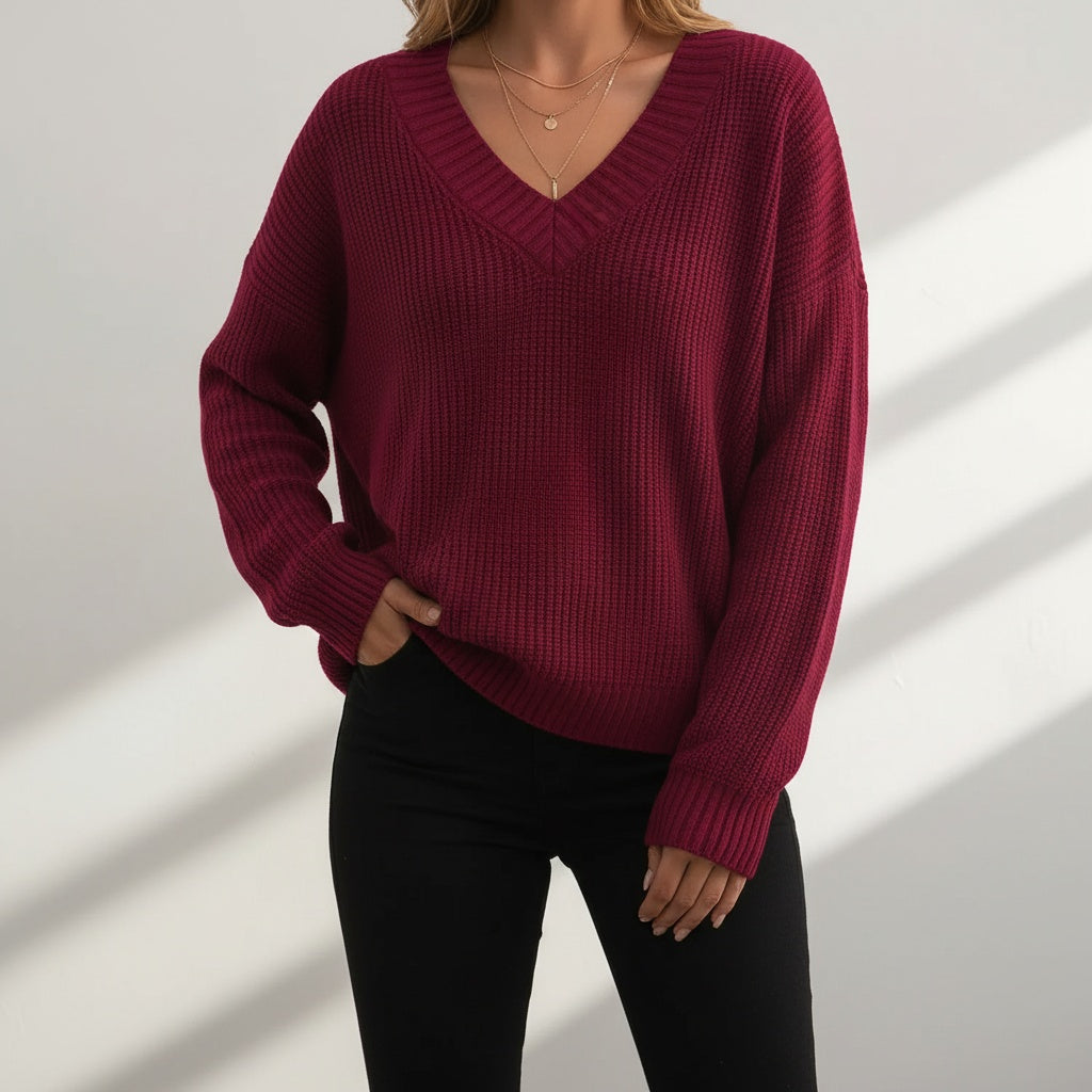 Perla | Pullover Donna Scollo a V Maglia a Maniche Lunghe