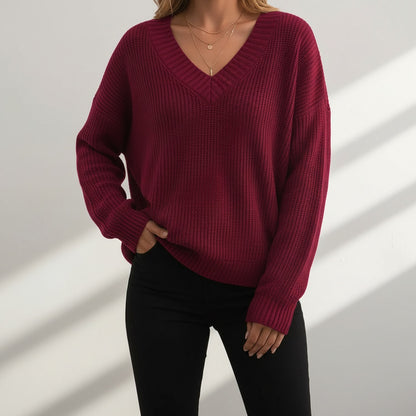 Perla | Pullover Donna Scollo a V Maglia a Maniche Lunghe