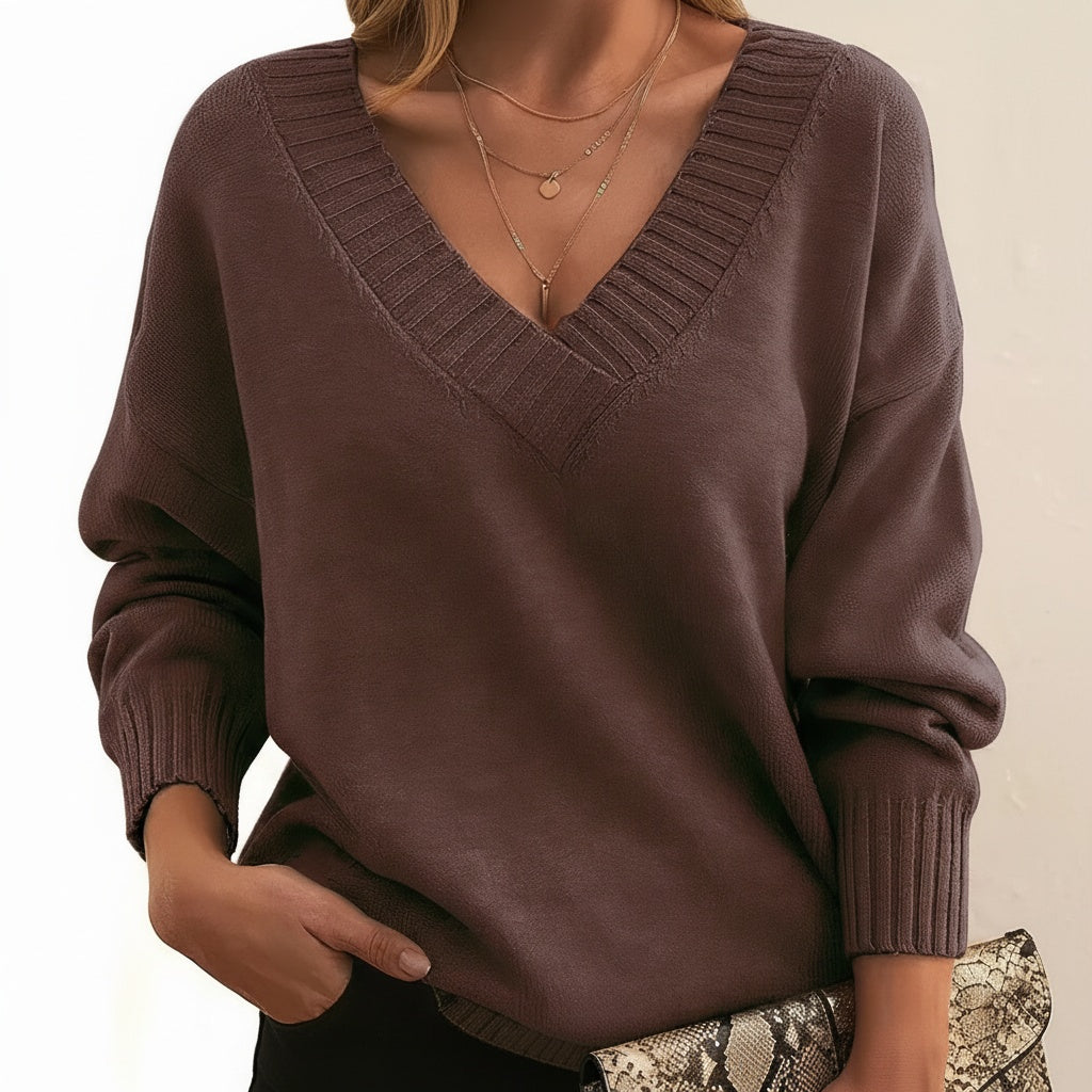 Perla | Pullover Donna Scollo a V Maglia a Maniche Lunghe