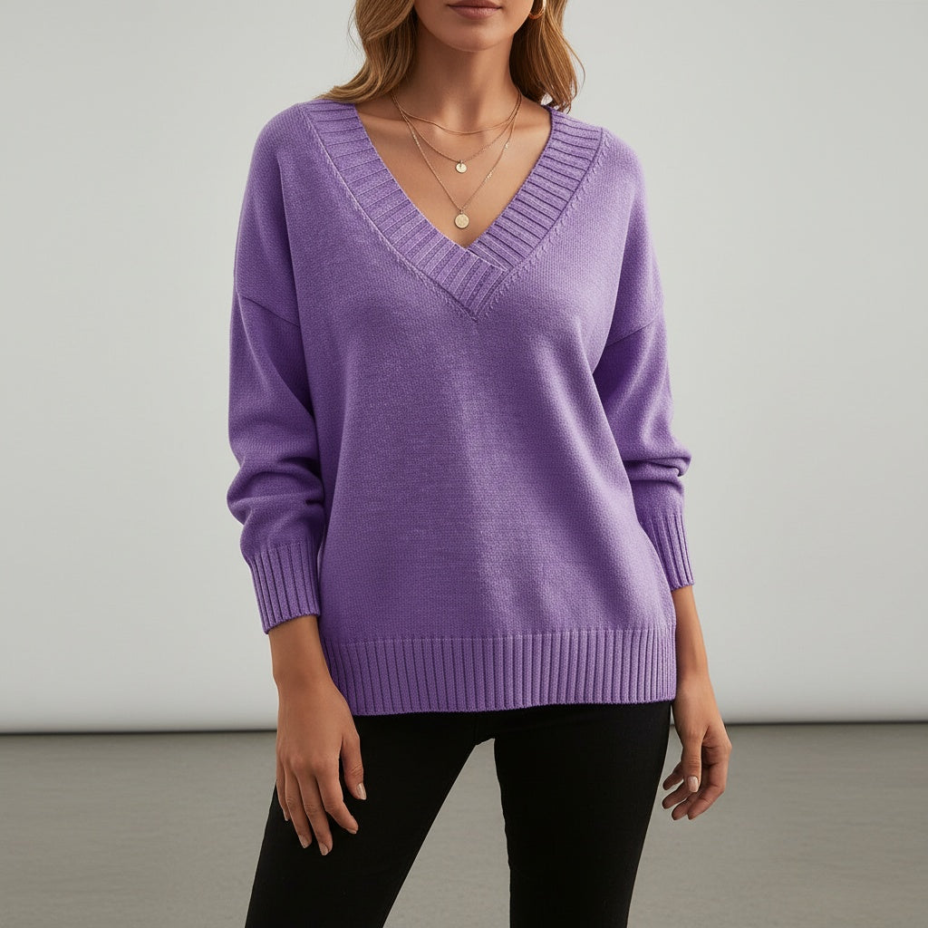 Perla | Pullover Donna Scollo a V Maglia a Maniche Lunghe