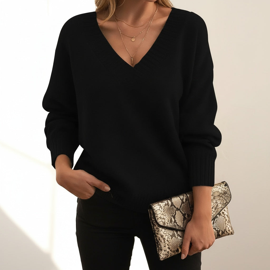 Perla | Pullover Donna Scollo a V Maglia a Maniche Lunghe