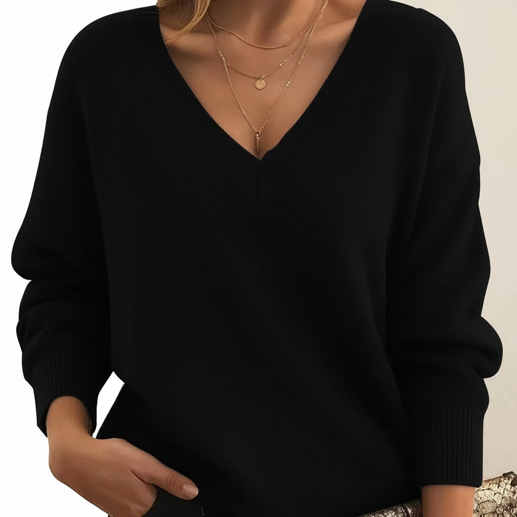 Perla | Pullover Donna Scollo a V Maglia a Maniche Lunghe