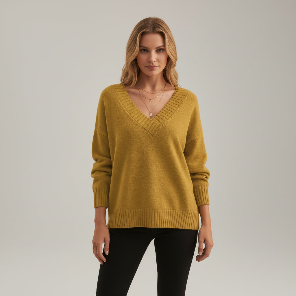 Perla | Pullover Donna Scollo a V Maglia a Maniche Lunghe