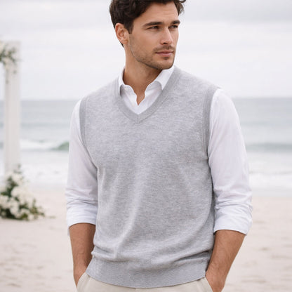 Pietro | Gilet di Maglia Scollo a V Uomo Senza Maniche