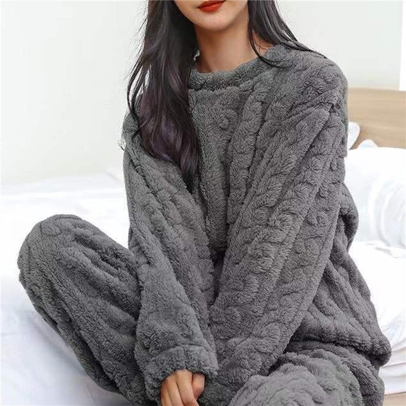 Pigiama in Pile Donna Maglia Maniche Lunghe Termico