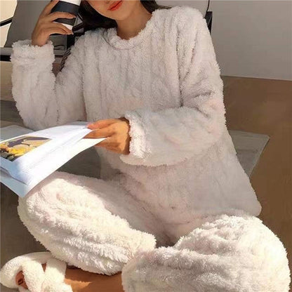 Pigiama in Pile Donna Maglia Maniche Lunghe Termico