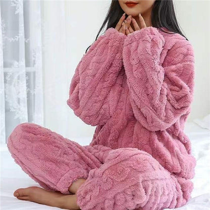 Pigiama in Pile Donna Maglia Maniche Lunghe Termico