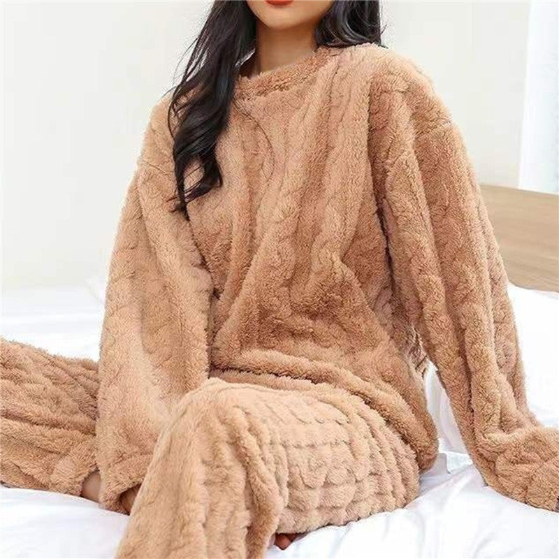 Pigiama in Pile Donna Maglia Maniche Lunghe Termico