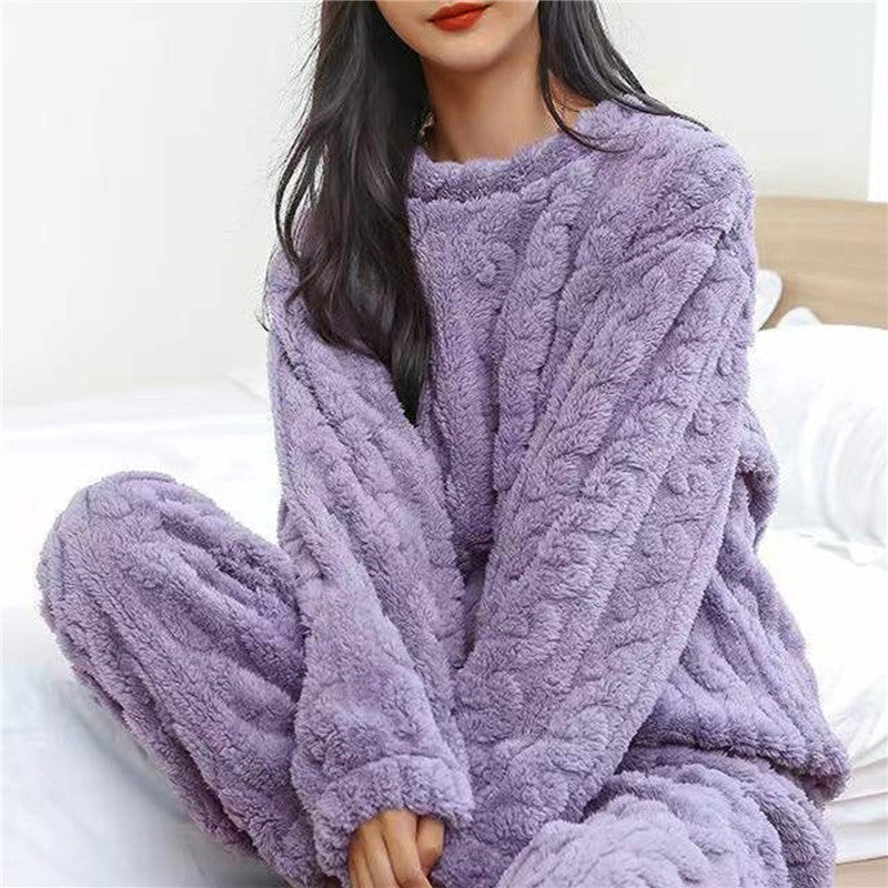 Pigiama in Pile Donna Maglia Maniche Lunghe Termico