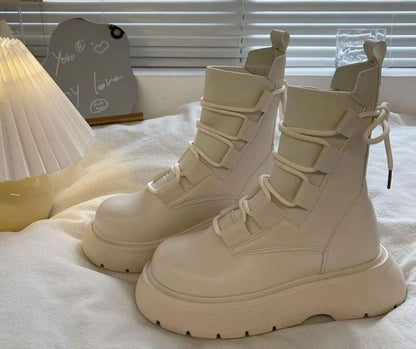 Rebecca | Anfibi Donna Stringati con Fibbie Suola Platform