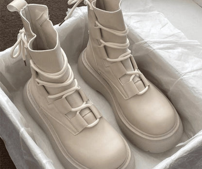 Rebecca | Anfibi Donna Stringati con Fibbie Suola Platform
