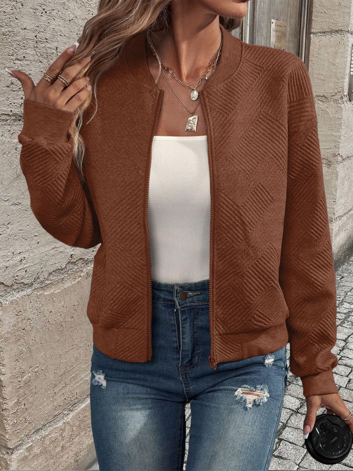 Rebecca | Giacca Bomber Donna a Maglia con Zip