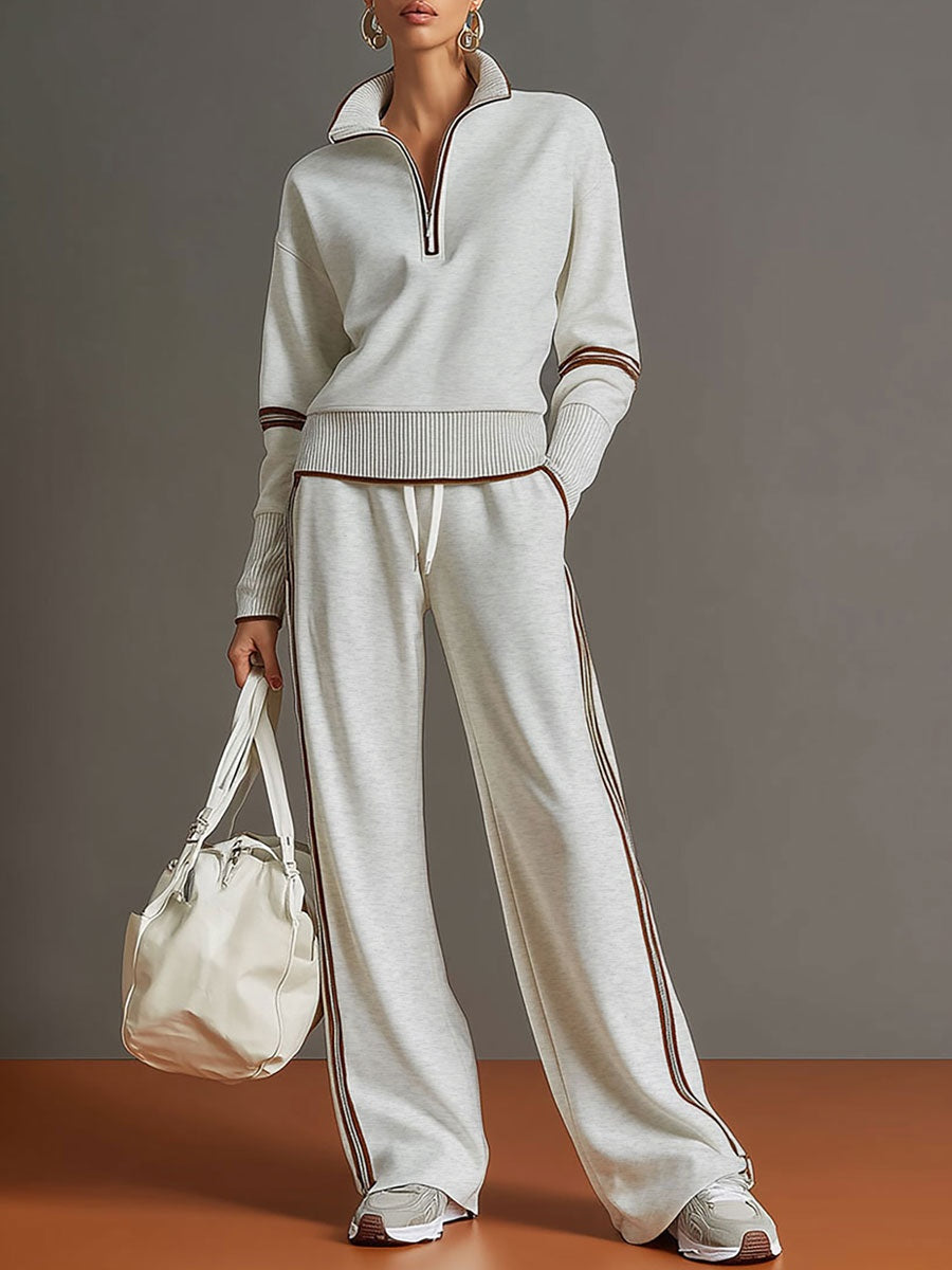 Rebecca | Tuta Sportiva Donna Pantaloni a Zampa Zip Mezza Coulisse