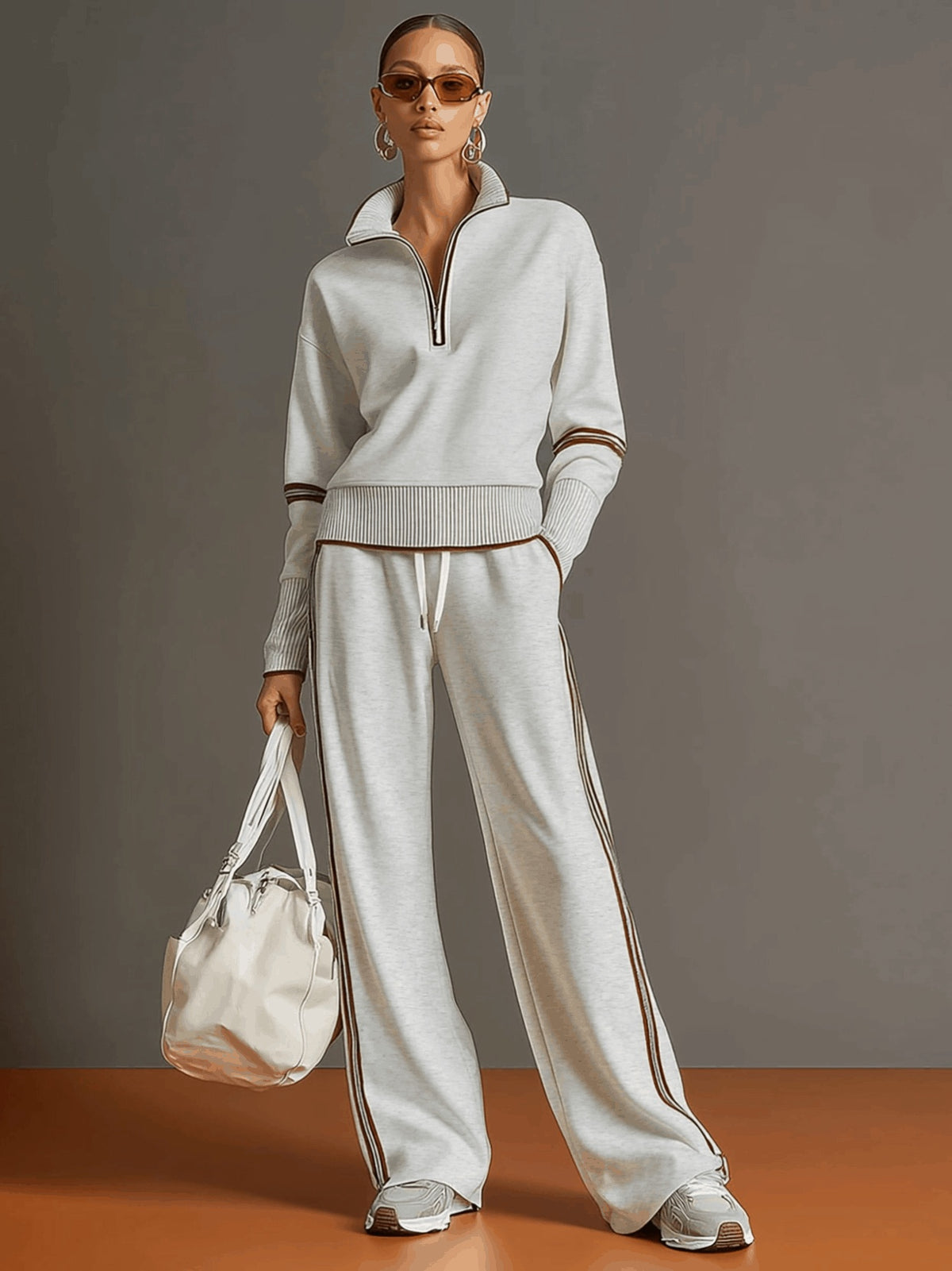 Rebecca | Tuta Sportiva Donna Pantaloni a Zampa Zip Mezza Coulisse