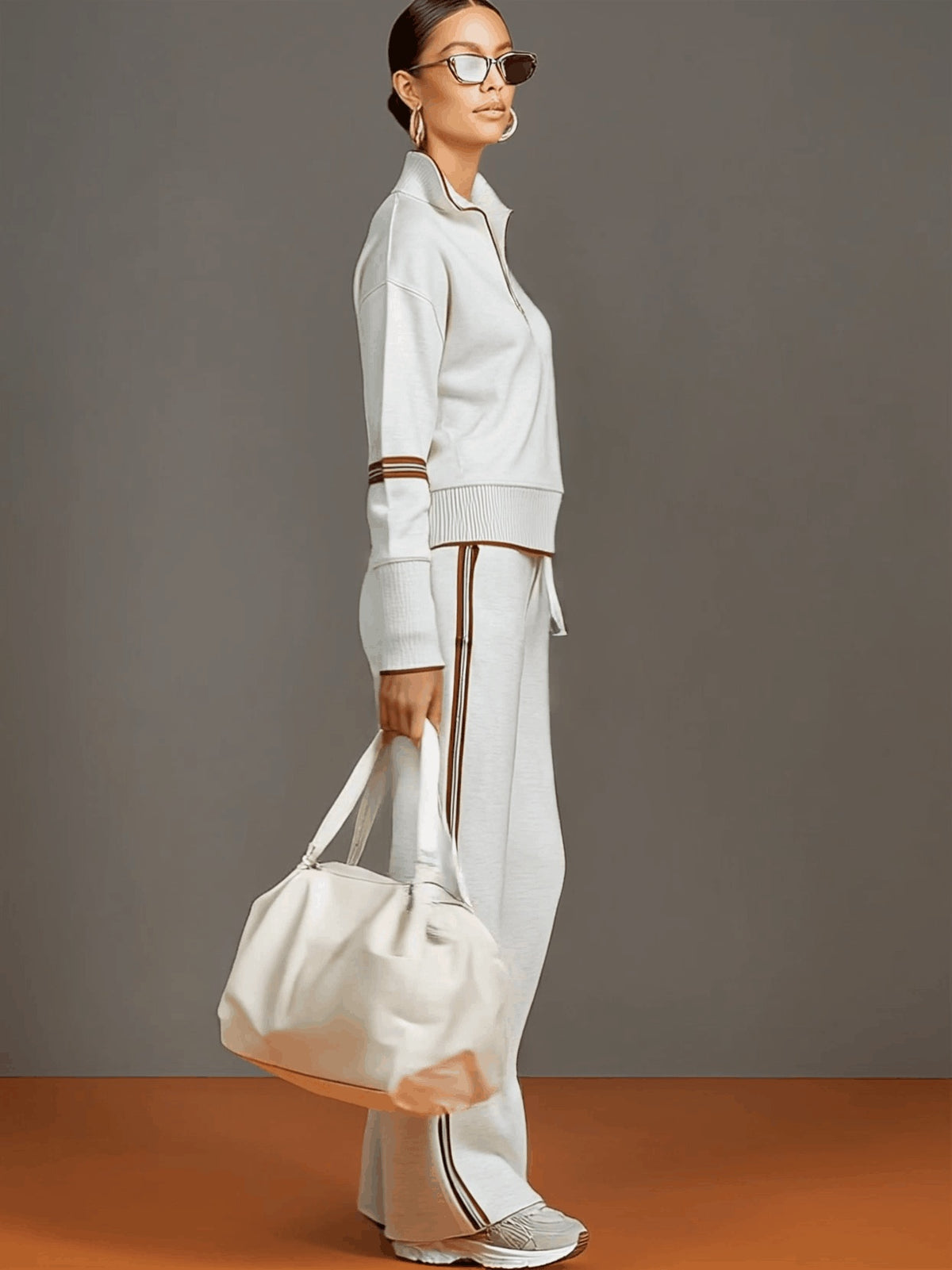 Rebecca | Tuta Sportiva Donna Pantaloni a Zampa Zip Mezza Coulisse