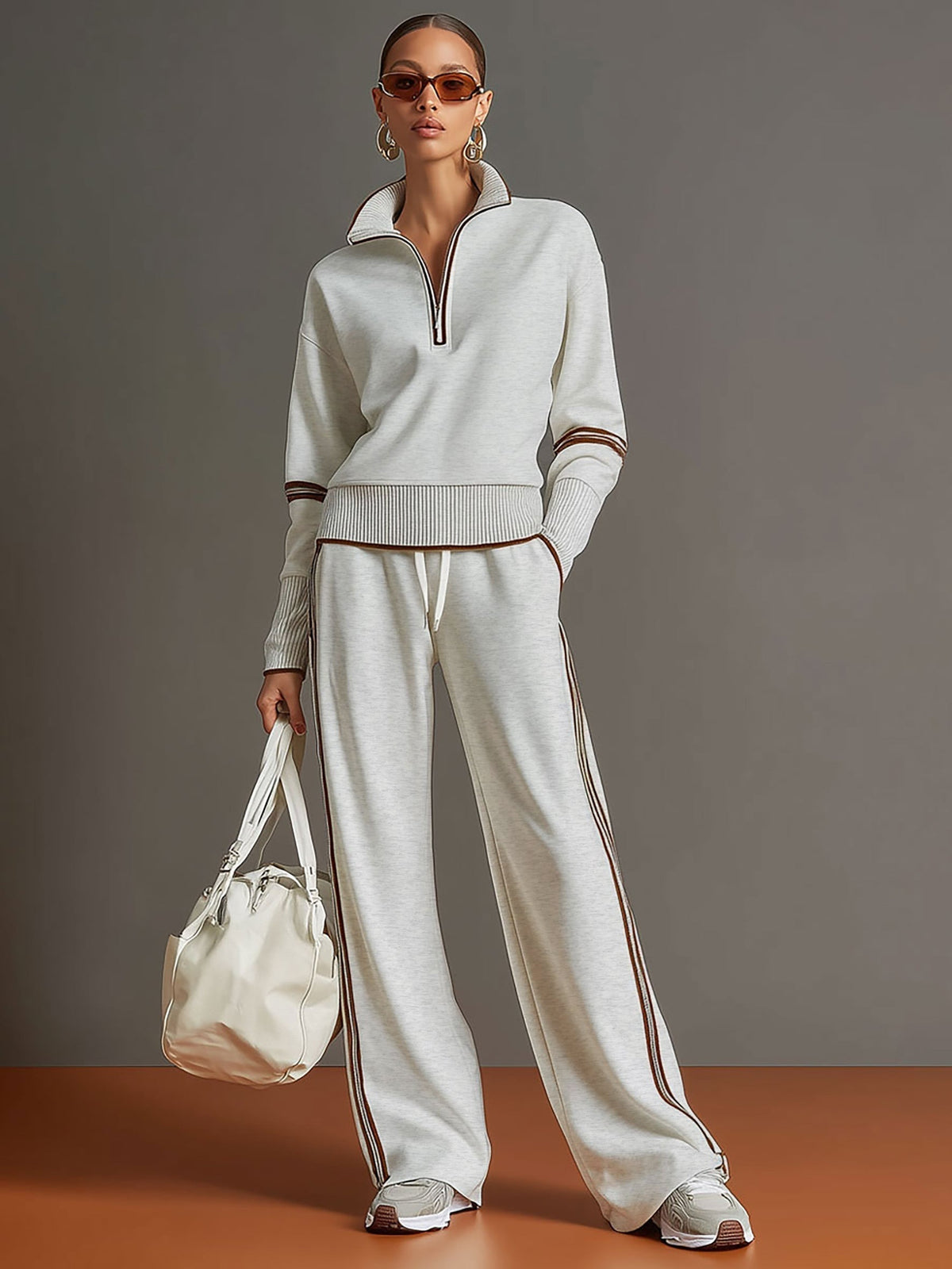 Rebecca | Tuta Sportiva Donna Pantaloni a Zampa Zip Mezza Coulisse