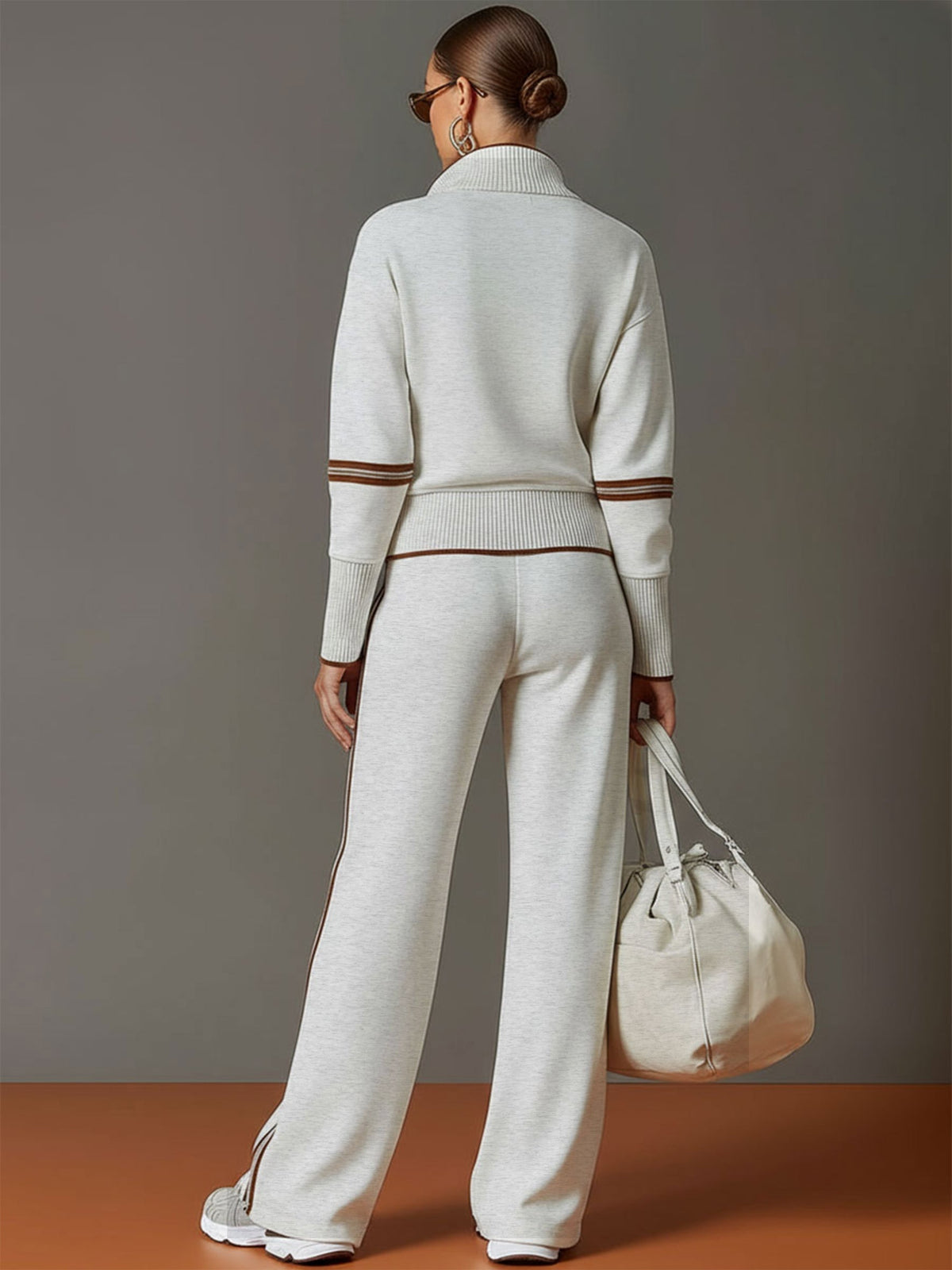 Rebecca | Tuta Sportiva Donna Pantaloni a Zampa Zip Mezza Coulisse