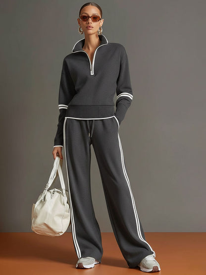 Rebecca | Tuta Sportiva Donna Pantaloni a Zampa Zip Mezza Coulisse