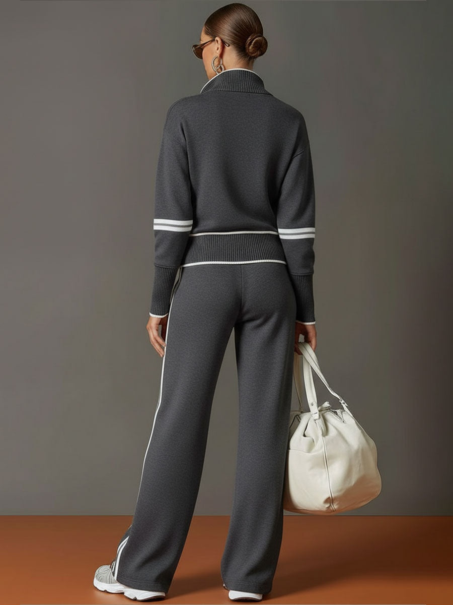Rebecca | Tuta Sportiva Donna Pantaloni a Zampa Zip Mezza Coulisse