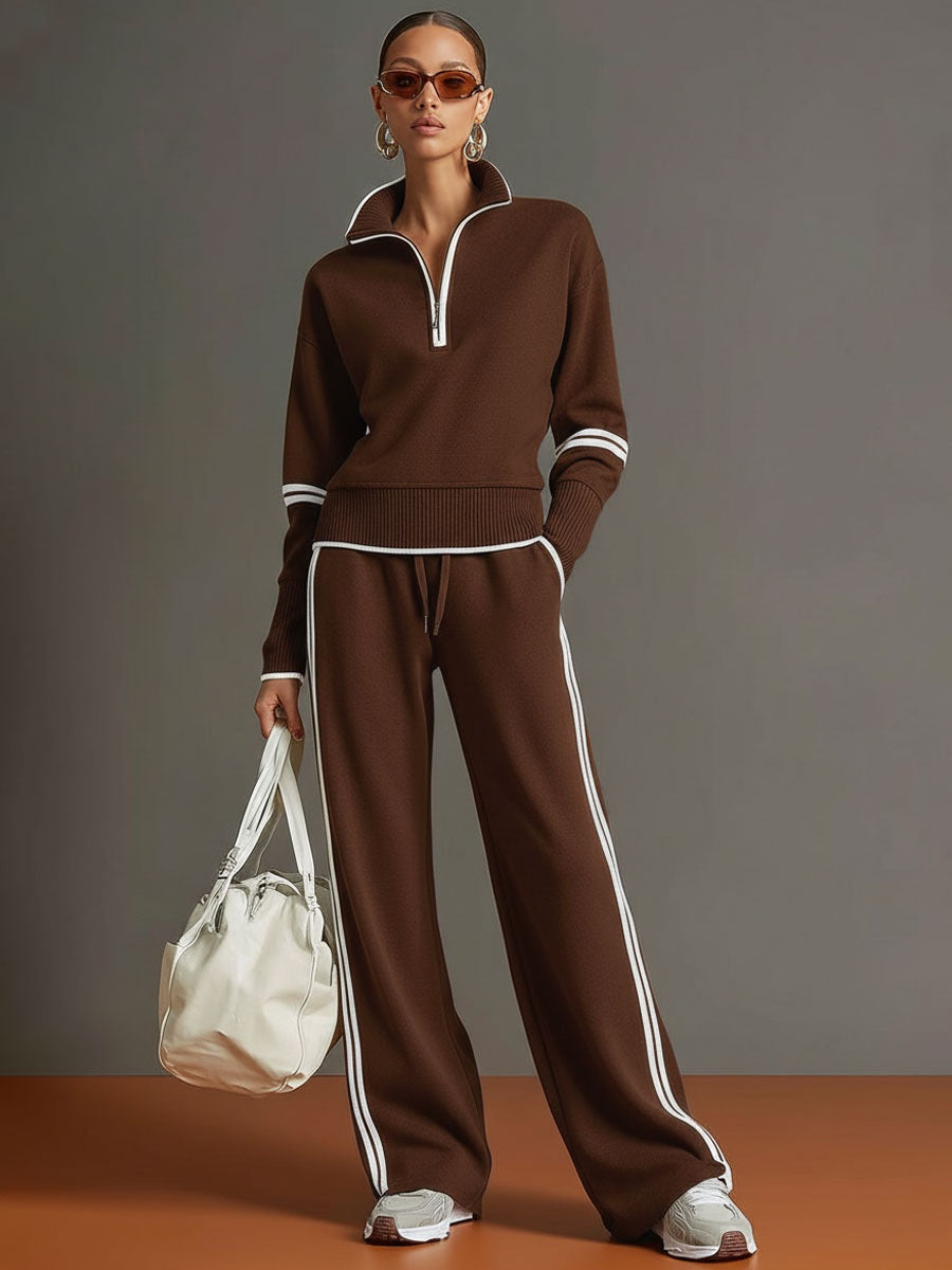 Rebecca | Tuta Sportiva Donna Pantaloni a Zampa Zip Mezza Coulisse