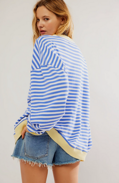 Roberta | Felpa Oversize a Righe Donna Girocollo Maniche Larghe