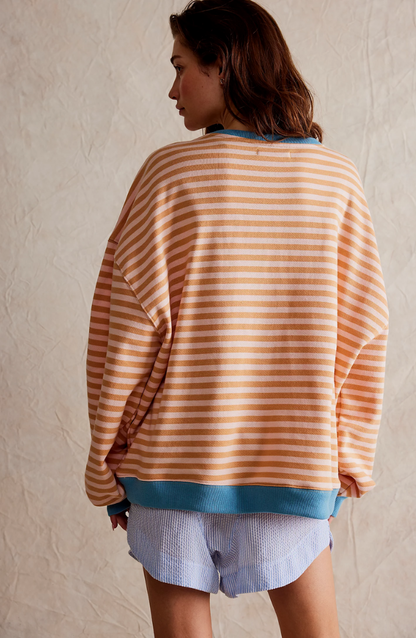 Roberta | Felpa Oversize a Righe Donna Girocollo Maniche Larghe