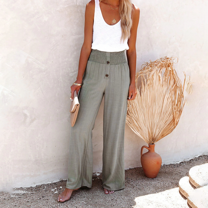 Roberta | Pantaloni a Vita Alta Larghi Donna in Tessuto Fluido