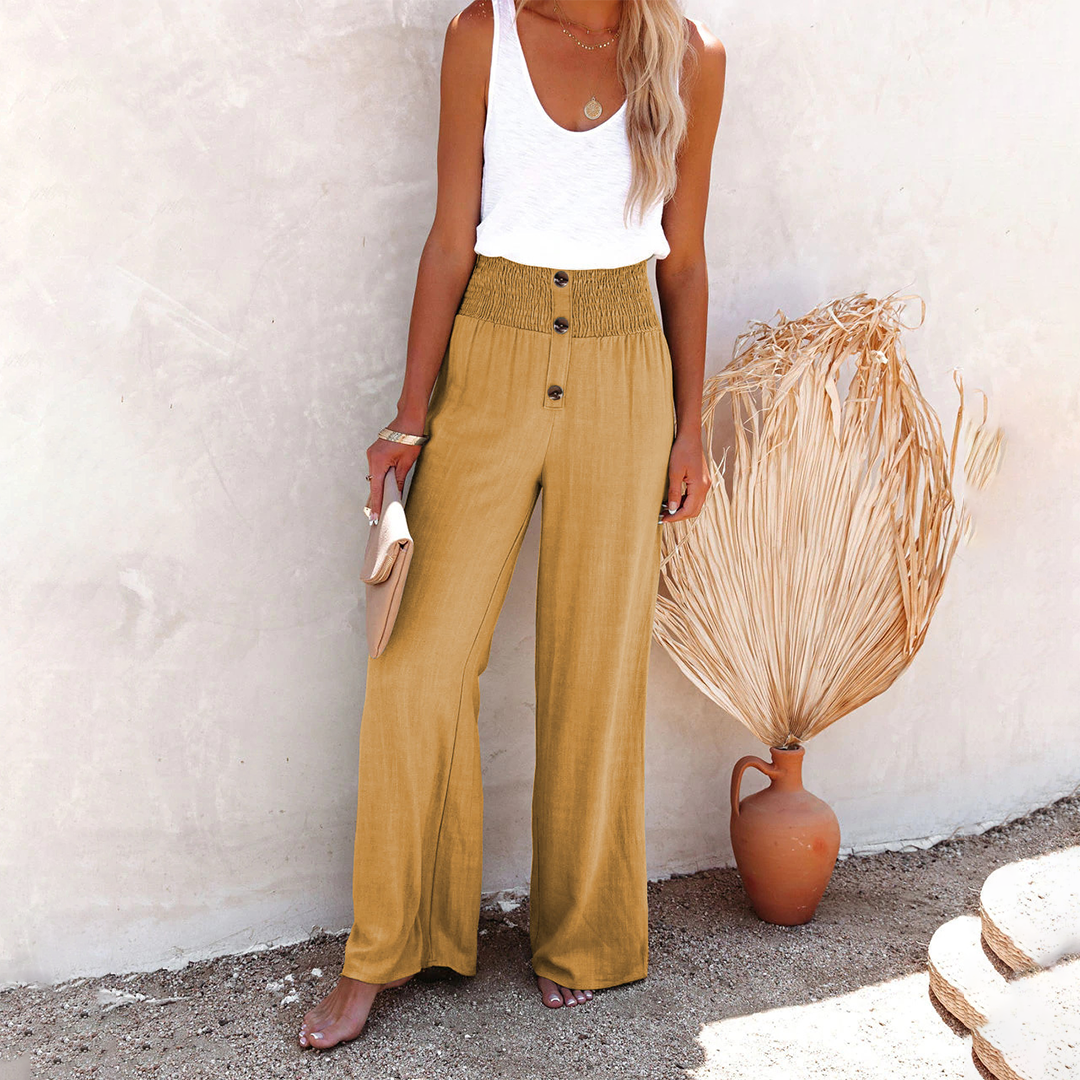 Roberta | Pantaloni a Vita Alta Larghi Donna in Tessuto Fluido