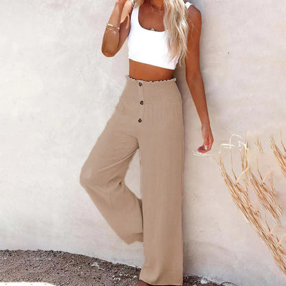 Roberta | Pantaloni a Vita Alta Larghi Donna in Tessuto Fluido