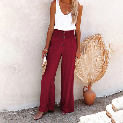 Roberta | Pantaloni a Vita Alta Larghi Donna in Tessuto Fluido