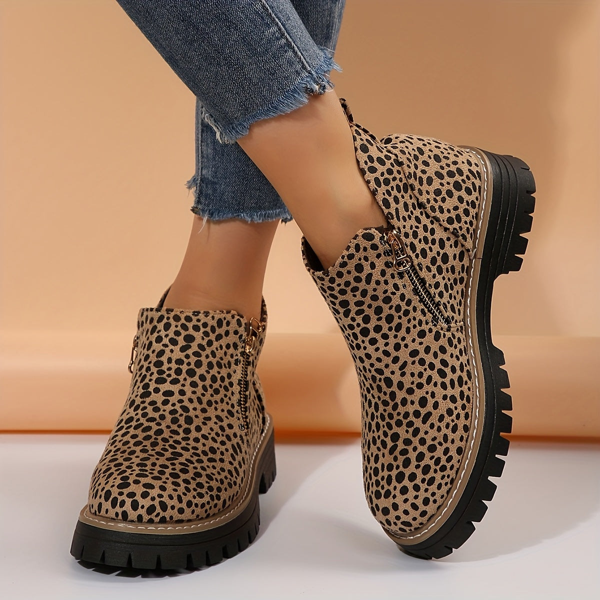 Roberta | Tronchetti Scarpe di Camoscio Donna Stampa Maculata