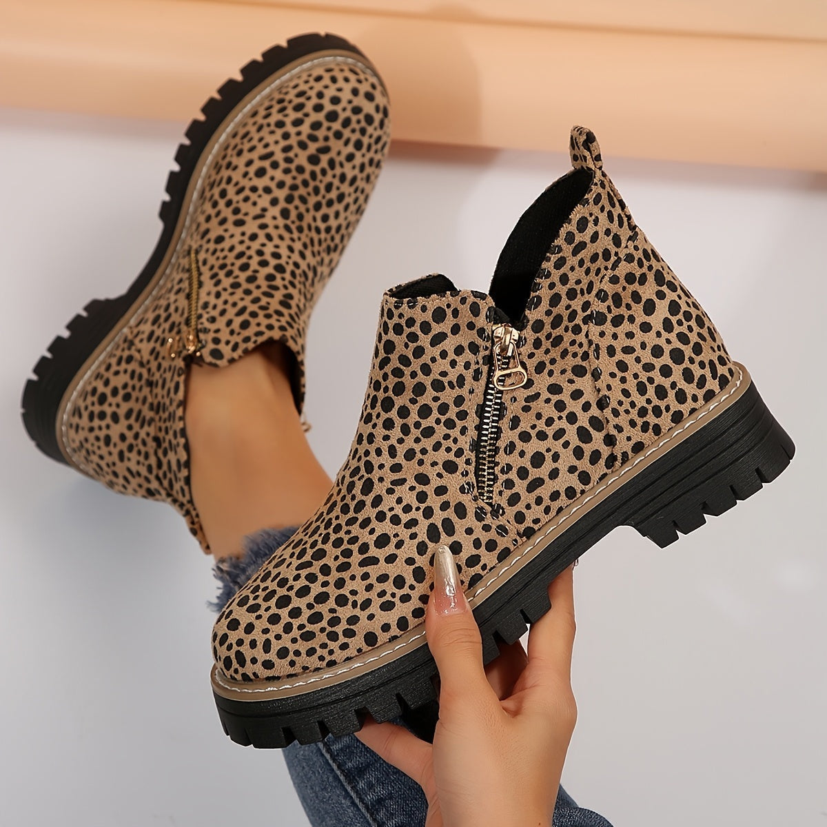 Roberta | Tronchetti Scarpe di Camoscio Donna Stampa Maculata