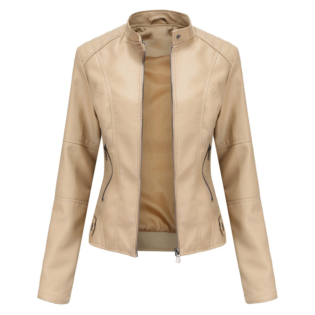 Serena | Giacca di Pelle Donna Collo Coreano con Zip Biker