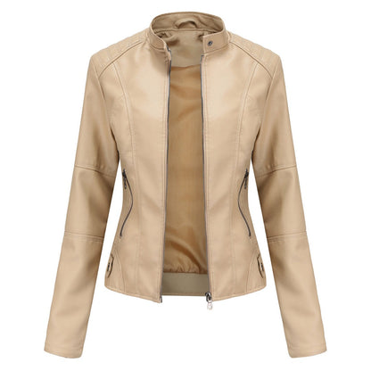 Serena | Giacca di Pelle Donna Collo Coreano con Zip Biker