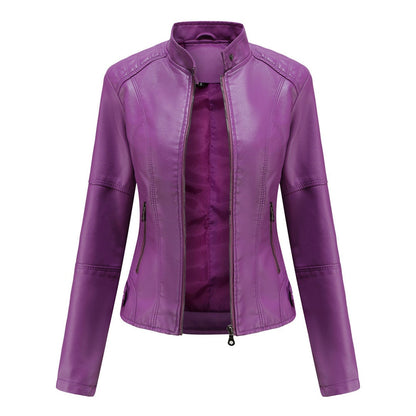 Serena | Giacca di Pelle Donna Collo Coreano con Zip Biker