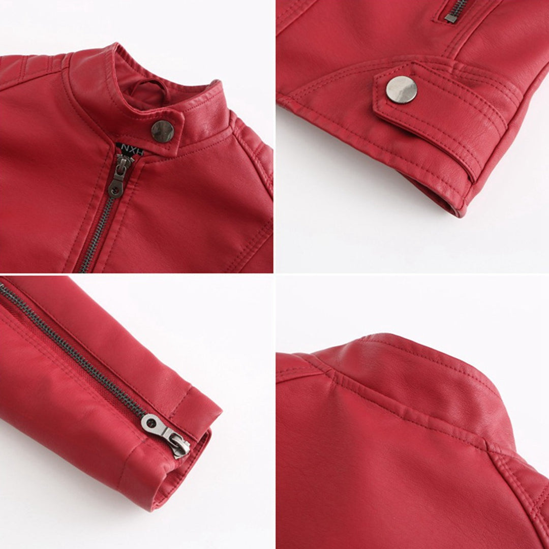 Serena | Giacca di Pelle Donna Collo Coreano con Zip Biker