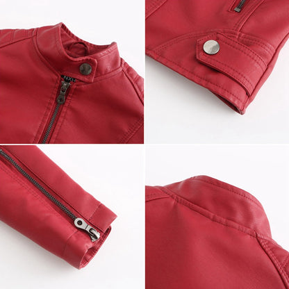 Serena | Giacca di Pelle Donna Collo Coreano con Zip Biker