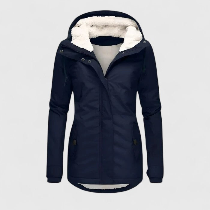 Serena | Giacca Impermeabile Donna con Cappuccio Fodera Sherpa