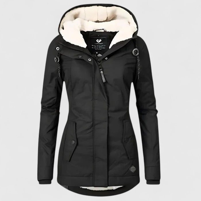 Serena | Giacca Impermeabile Donna con Cappuccio Fodera Sherpa