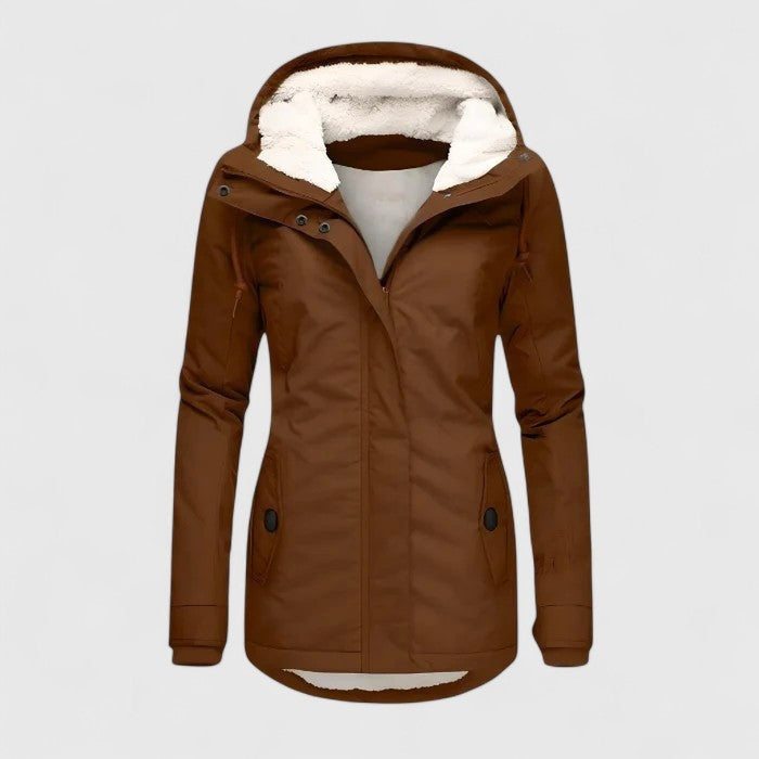 Serena | Giacca Impermeabile Donna con Cappuccio Fodera Sherpa