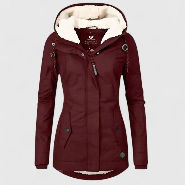 Serena | Giacca Impermeabile Donna con Cappuccio Fodera Sherpa