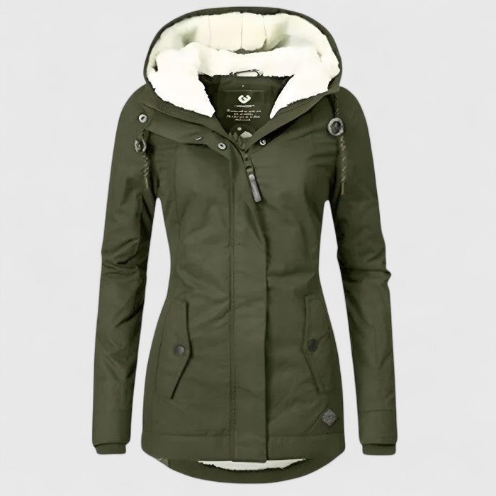 Serena | Giacca Impermeabile Donna con Cappuccio Fodera Sherpa