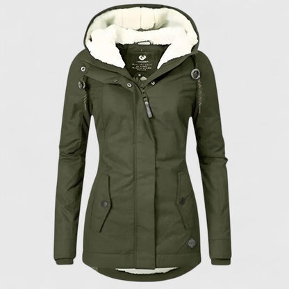 Serena | Giacca Impermeabile Donna con Cappuccio Fodera Sherpa