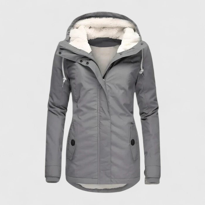 Serena | Giacca Impermeabile Donna con Cappuccio Fodera Sherpa