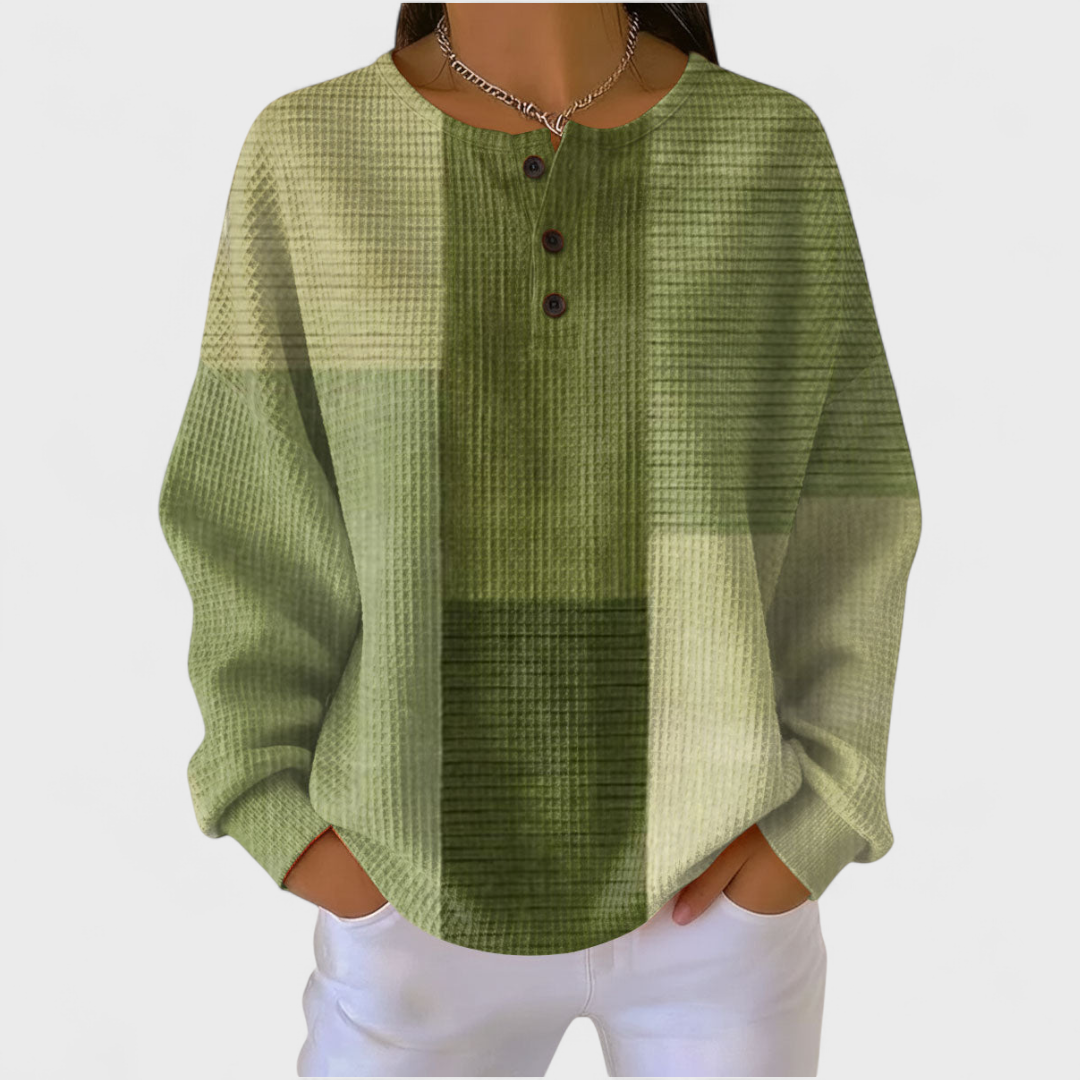 Serena | Maglia a Maniche Lunghe Donna Colour Block con Bottoni