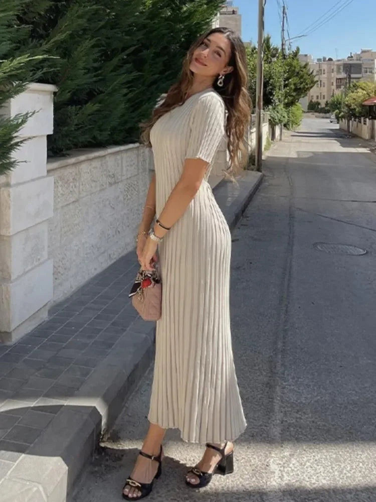 Serena | Vestito in Maglia Lungo Donna Manica Corta
