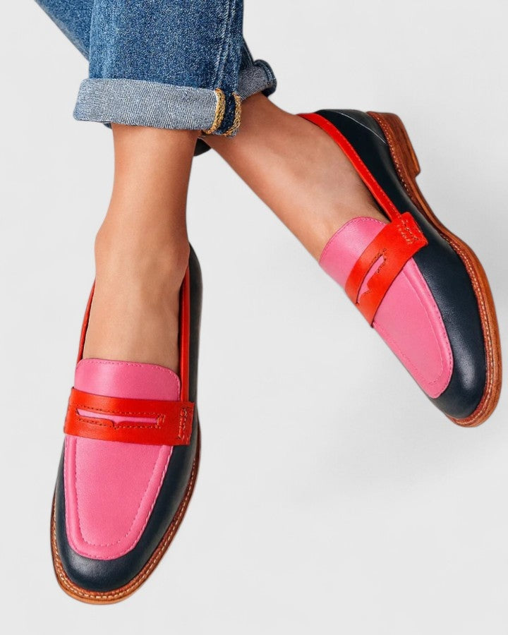 Silvia | Mocassini Donna Scarpe Basse in Pelle Colorblock