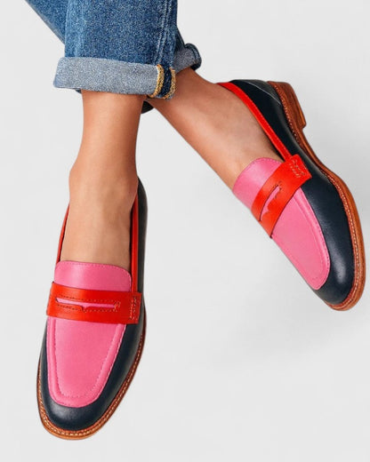 Silvia | Mocassini Donna Scarpe Basse in Pelle Colorblock