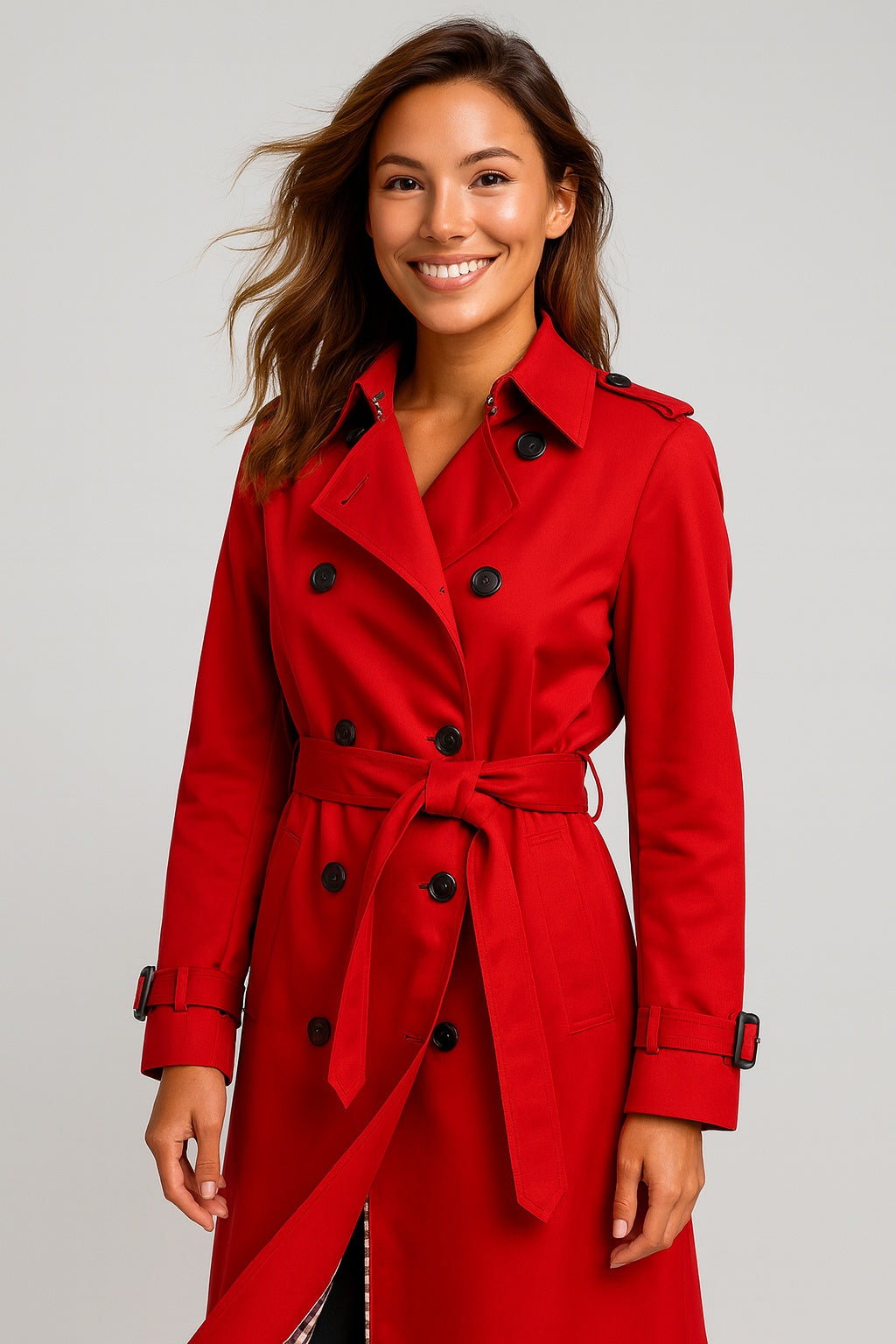 Silvia | Trench Coat Donna Lungo Doppiopetto Cintura